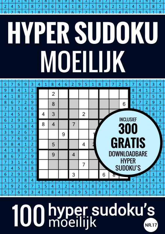 Omslag van HYPER SUDOKU - Sudoku Moeilijk - nr. 17 - Puzzelboek met 100 Moeilijke Puzzels voor Volwassenen en Ouderen