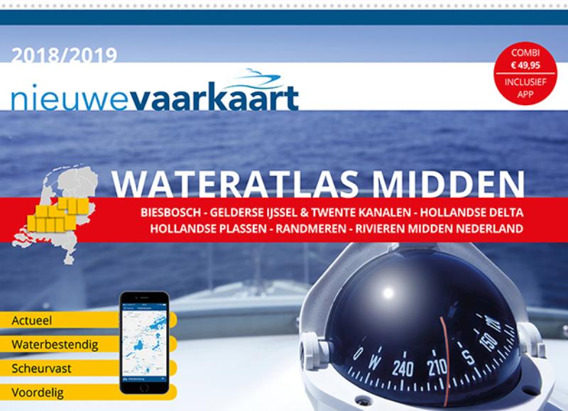 Omslag van Waterkaart Nederland Midden - 2018 - wateratlas - Nieuwe Vaarkaart