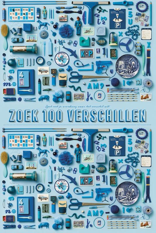 Omslag van Stratier XL Spelposter - Zoek 100 verschillen (BLAUW)