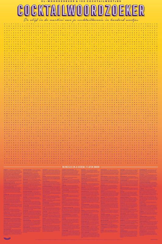 Omslag van Stratier XL Spelposter - Cocktailwoordzoeker - 100 weetjes